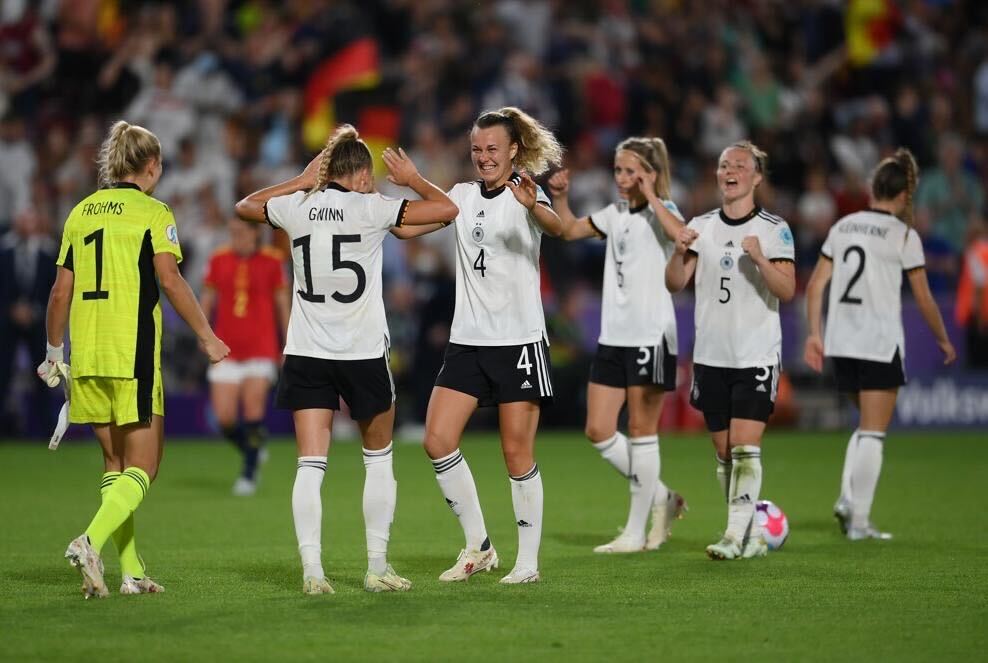équipe féminine d'Allemagne victorieuse de l'Espagne, deusième journée de l'Euro 2022
